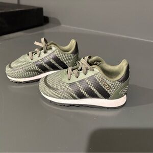 Adidas Baby Green and Black Running Sneakers with Mesh Texture
